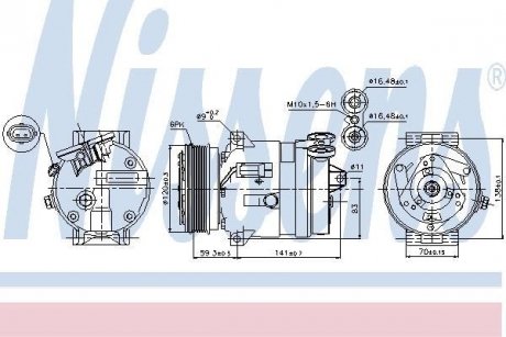 Фото автозапчастини компресор кондиціонера CADILLAC BLS; FIAT CROMA; OPEL SIGNUM, VECTRA C, VECTRA C GTS 1.9D 04.04- NISSENS 89284 (фото 1)