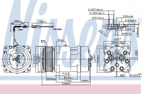 Фото автозапчастини компресор кондиціонера FLX7, діаметр шківа 119мм, 12В NISSENS 899928 (фото 1)