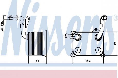 Масляний радіатор (124x72x97) AUDI A4 B6, A4 B7, A4 B8, A5, A6 ALLROAD C6, A6 C6, A8 D4, Q7; Volkswagen TOUAREG 4.2 09.05-03.18 NISSENS 90744
