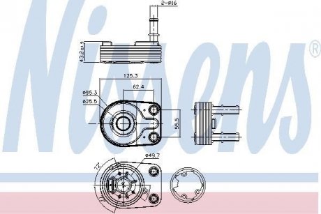 Масляный радиатор (с уплотнением; с монтажными элементами Easy Fit) FIAT DOBLO/MINIVAN, PALIO, PUNTO, STRADA 1.9D 09.99- NISSENS 90795 (фото 1)