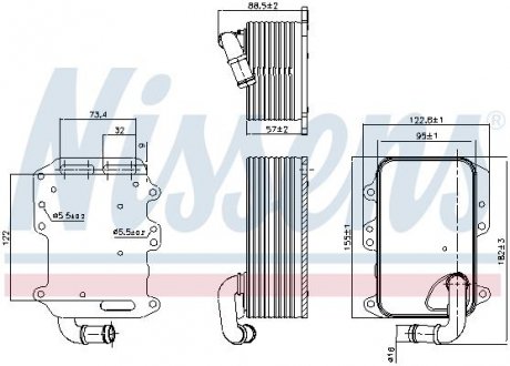 Масляный радиатор AUDI A4 ALLROAD B8, A4 B8, A5, A6 ALLROAD C7, A6 C7, A7, A8 D4, Q5, Q7; Volkswagen TOUAREG 3.0D 11.07-09.18 NISSENS 90807 (фото 1)