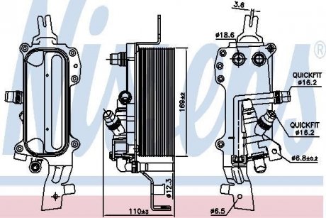Масляный радиатор (тип Valeo) BMW 7 (F01, F02, F03, F04) 3.0 09.09-06.15 NISSENS 90838 (фото 1)