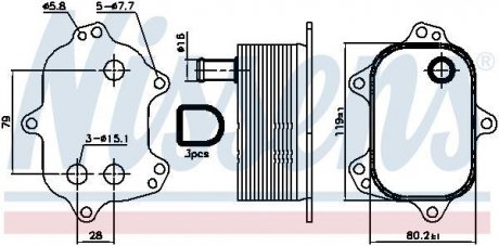 Масляний охолоджувач (119x80,2) AUDI A4 ALLROAD B8, A4 ALLROAD B9, A4 B8, A4 B9, A5, A6 C7, Q5 2.0D 11.07- NISSENS 90960 (фото 1)