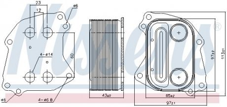 Масляный радиатор (97x65x43) BMW 1 (F20), 1 (F21), 3 (F30, F80) 1.6 07.11- NISSENS 90963