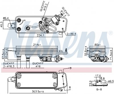Масляный радиатор BMW 5 (F10), 5 (F11), 5 GRAN TURISMO (F07), 6 (F12), 6 (F13), 6 GRAN COUPE (F06), 7 (F01, F02, F03, F04) 3.0-6.0 09.08-10.18 NISSENS 90988