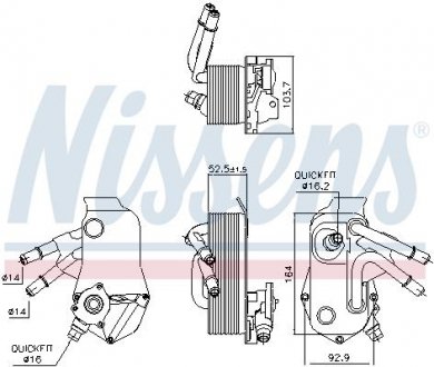 Фото автозапчасти масляный охладитель BMW 1 (E82), 1 (E88), 3 (E90), 3 (E92), 3 (E93), 3 (F30, F80), 3 (F31), Z4 (E89) 3.0 06.06-08.16 NISSENS 91224