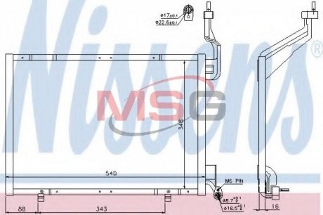 Радиатор кондиционера FORD B-MAX, FIESTA VI 1.6D 02.10- NISSENS 940287