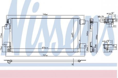 Радиатор кондиционера CHRYSLER SEBRING; DODGE AVENGER, CALIBER; JEEP COMPASS, PATRIOT 2.0D-2.4 06.06- NISSENS 940460