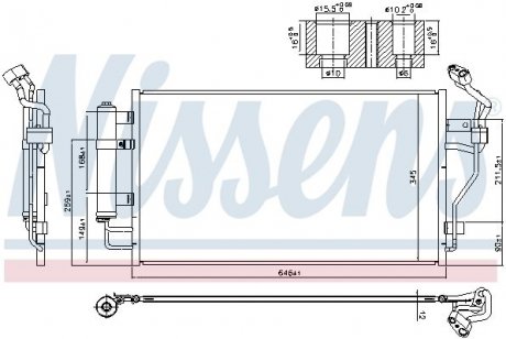 Радиатор кондиционера (с осушителем) NISSAN LEAF, NV200, NV200/EVALIA Electric 11.10- NISSENS 940583