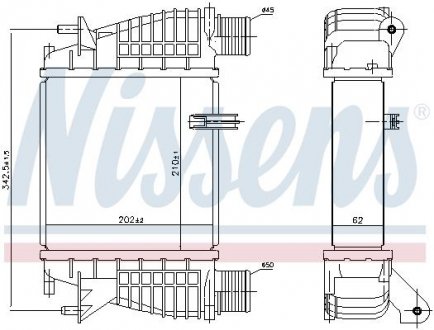 Фото автозапчастини інтеркулер NISSAN CUBE, JUKE, NOTE, NV200, NV200 / EVALIA; RENAULT CLIO III, MODUS 1.2-1.6 09.04- NISSENS 96645 (фото 1)