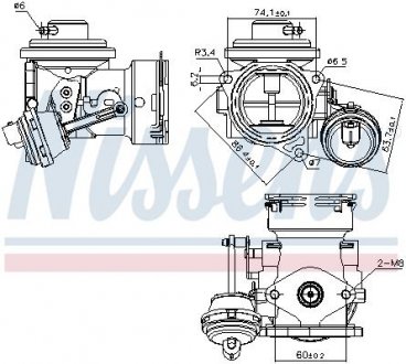 Клапан рециркуляції випускних газів SEAT ALTEA, TOLEDO III; SKODA OCTAVIA II; Volkswagen CADDY III, CADDY III/MINIVAN 1.9D 04.04- NISSENS 98299 (фото 1)