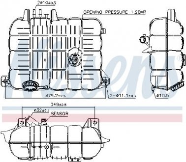 Фото автозапчастини розширювальний бачок Renault C, K, T; VOLVO B 11, FH, FH 16, FH 16 II, FH II D11C370-DTI13-122HM 01.03- NISSENS 996069