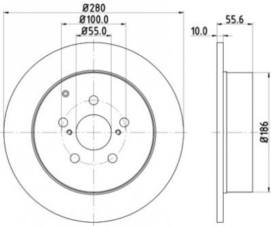 Диск тормозной задний Toyota 1.6, 1.8, 2.0, 2.4 (03-09) NISSHINBO ND1084K (фото 1)