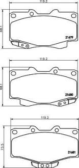 Фото автозапчастини гальмівні колодки TOYOTA Hilux/Land Cruiser 2.4i,3.0D,3,4i -05 NISSHINBO NP1098 (фото 1)