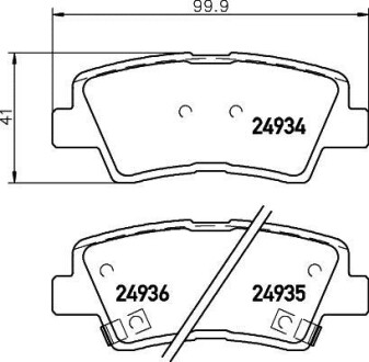 Фото автозапчастини колодки гальмівні задні дискові Hyundai Elantra 1.6, 2.0 (15-), Tucson 2.0 (04-10)/Ssang Yong Actyon, Korando 2.0 (12-) NISSHINBO NP6022 (фото 1)