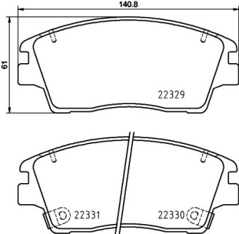 Фото автозапчасти гальмівні колодки HYUNDAI/KIA Tucson/Sportage \'\'F \'\'15-22 NISSHINBO NP6147