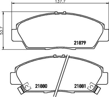 Фото автозапчасти колодки дисковые передние Accord 2.0 CA5 86-89, Civic EE93 90-91, Civic CRX EE83 90-92, Integra 89-93, Legend 87-90, Prelude BA 87-91 пер NISSHINBO NP8016