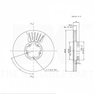 Фото автозапчастини диск гальмівний перед. Ford Transit 00- 294X24,4MM NK 202544