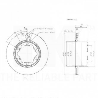 Тормозной диск передний (303x28) MB Sprinter 06- NK 2047124 (фото 1)