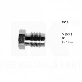 Фото автозапчастини накінечник гальмівної трубки M10x1 NK 890A