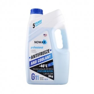 Антифриз G11 -40 C синий готовая жидкость 5 кг NOWAX NX05002