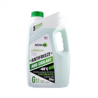 Антифриз G11 -40 C зеленый готовая жидкость 5 кг NOWAX NX05003 (фото 1)