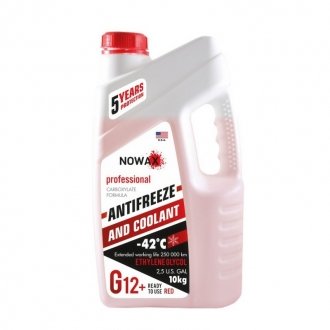Антифриз G12+ -42C красный готовая жидкость 10 кг NOWAX NX10001