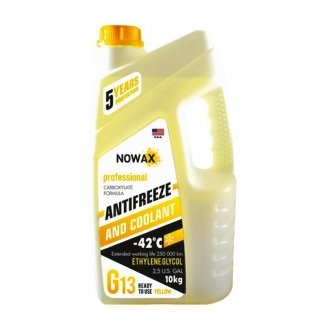 Антифриз G13 -42C желтый готовая жидкость 10 кг NOWAX NX10007 (фото 1)