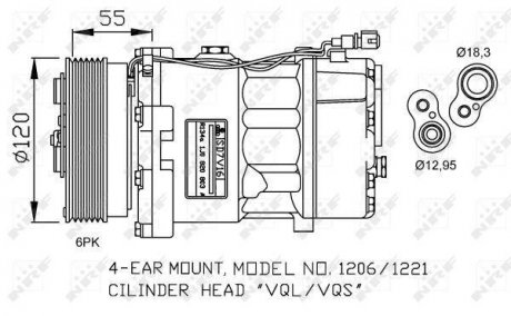 Фото автозапчасти компрессор кондиционера AUDI A3, TT; SEAT ALHAMBRA, CORDOBA, CORDOBA VARIO, IBIZA II, LEON, TOLEDO II; SKODA OCTAVIA I; Volkswagen BORA, BORA I, GOLF IV, NEW BEETLE, POLO, SHARAN 1.4-3.2 02.93- NRF 32064G