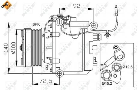 Фото автозапчасти компрессор кондиционера SAAB 9-3 2.0/2.3 02.98-08.03 NRF 32165