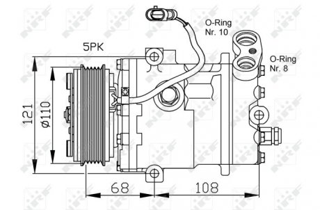 Фото автозапчасти компрессор кондиционера OPEL AGILA, ASTRA G, CORSA B 1.0/1.2 11.96-12.07 NRF 32197