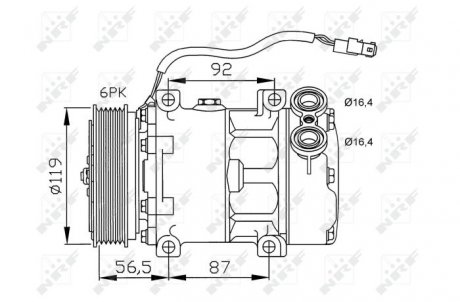 Фото автозапчастини компресор кондиціонера CITROEN C5 I, C8, EVASION, JUMPY; FIAT SCUDO, ULYSSE; LANCIA PHEDRA, ZETA; PEUGEOT 206, 406, 607, 806, 807, EXPERT 1.8/2.0/2.2 01.99- NRF 32278