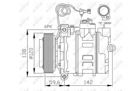 Фото автозапчасти компрессор кондиционера SAAB 9-5 2.0-3.0D 09.97-12.09 NRF 32377