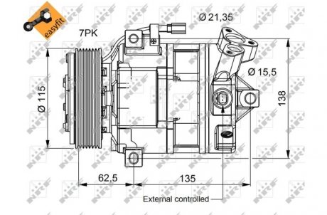 Фото автозапчастини компресор кондиціонера NISSAN X-TRAIL; RENAULT ESPACE IV, LAGUNA II, VEL SATIS 2.0D 08.05- NRF 32692