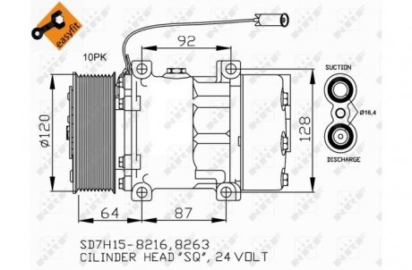 Фото автозапчастини компресор кондиціонера Renault MIDLUM, PREMIUM 2; VOLVO FL, FL II 01.00- NRF 32709 (фото 1)