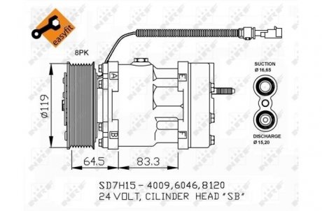 Фото автозапчастини компресор кондиціонера DAF CF, CF 65, LF, LF 45, LF 55 01.01- NRF 32750