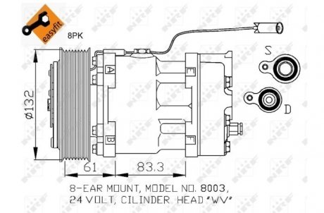 Фото автозапчасти компрессор кондиционера VOLVO FH12, FH16, FH16 II, FL12, FLC 08.93- NRF 32753