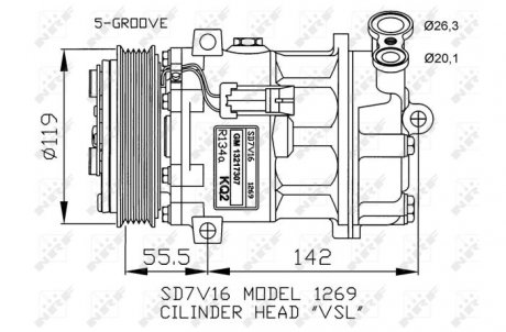 Фото автозапчасти компрессор кондиционера OPEL SIGNUM, VECTRA C, VECTRA C GTS 1.6/1.8 08.05-12.08 NRF 32818 (фото 1)