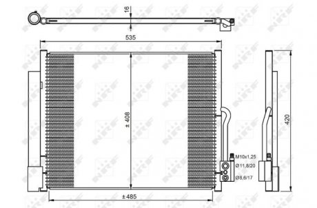 Радиатор кондиционера (с осушителем) OPEL MERIVA B 1.3D-1.7D 06.10-03.17 NRF 350053
