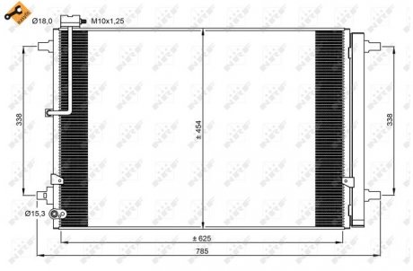 Радіатор кондиціонера (з осушувачем) AUDI A8; BENTLEY MULSANNE 2.0H-6.8 09.09- NRF 350059