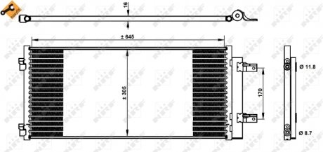 Радиатор кондиционера (с осушителем) OPEL ASTRA K 1.0-1.6D 06.15- NRF 350338 (фото 1)