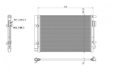 Радиатор кондиционера (с осушителем) HYUNDAI I20 1.2/1.4 09.08-12.15 NRF 350496