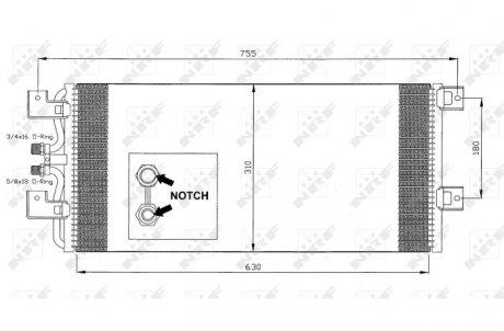 Фото автозапчасти радиатор кондиционера Volkswagen TRANSPORTER IV 1.8-2.8 07.90-06.03 NRF 35140