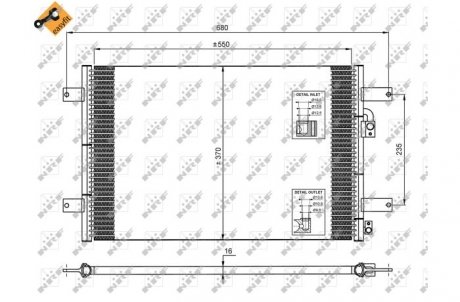 Фото автозапчасти радиатор кондиционера FORD GALAXY I, GALAXY MK I; SEAT ALHAMBRA; Volkswagen SHARAN 1.8-2.8 03.95-03.10 NRF 35249