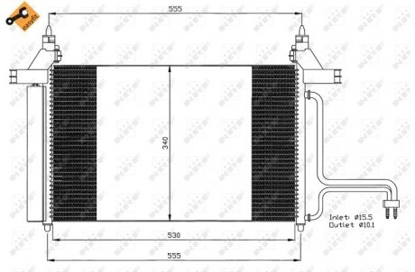 Радиатор кондиционера (с осушителем) FIAT STILO 1.2-2.4 10.01-08.08 NRF 35495