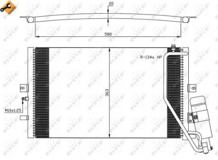 Радиатор кондиционера (с осушителем) SAAB 9-5 1.9D-3.0D 09.97-12.09 NRF 35558