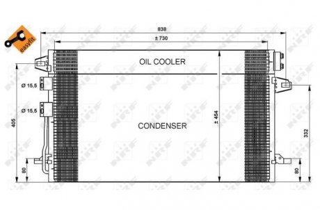 Радиатор кондиционера CHRYSLER VOYAGER IV 2.4/3.3 02.00-12.08 NRF 35617