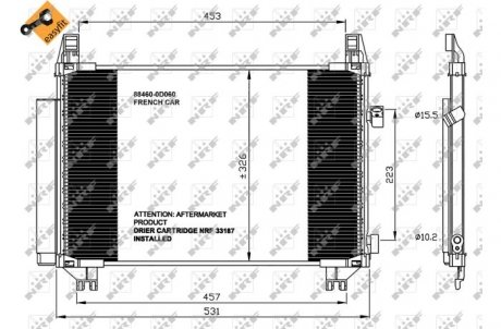 Фото автозапчасти радиатор кондиционера (с осушителем) TOYOTA YARIS 1.4D 08.05- NRF 35654