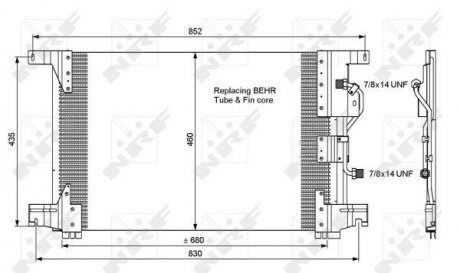 Радиатор кондиционера 680x460x18 MERCEDES ACTROS, ACTROS MP2/MP3, ZETROS 04.96- NRF 35772 (фото 1)