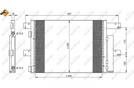 Фото автозапчасти радиатор кондиционера 440x345x17 IVECO EUROCARGO I-III, EUROCARGO IV, EUROCARGO V, MAGIRUS 09.00- NRF 35896